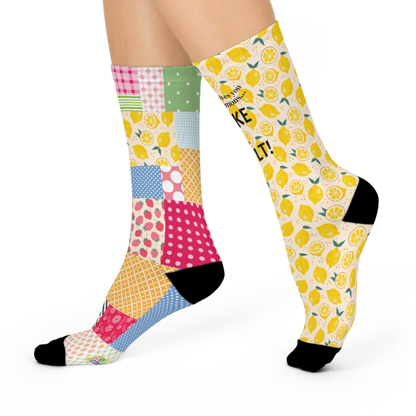 When Life Gives You Lemons, Make a Quilt! Women's Cushioned Crew Socks