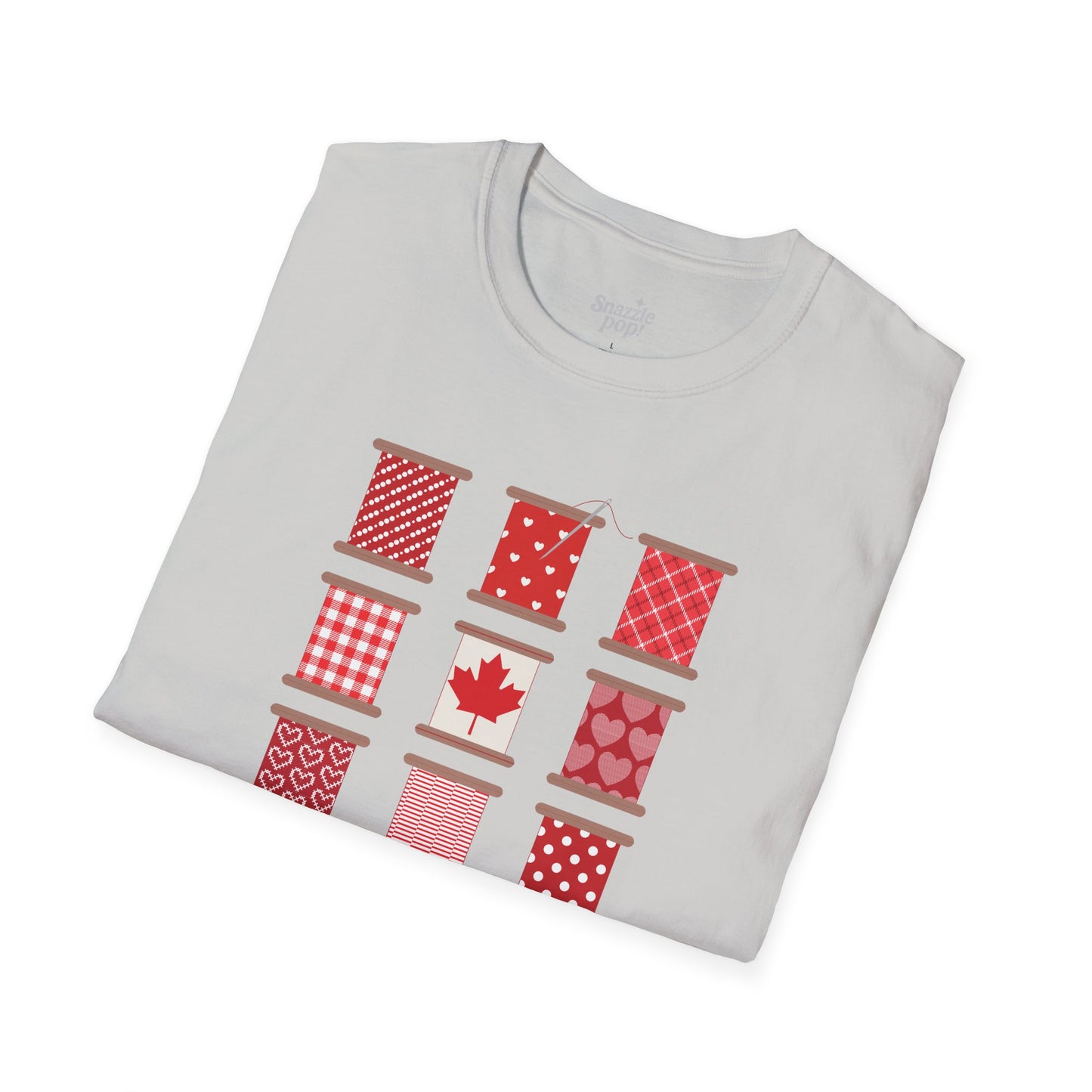 Sew Canada! T-shirt - Unisex Softstyle Patriotic Tee - Sewing T-shirt - Sewing Spools Tee (Inclusive Sizing: XS - 5X)