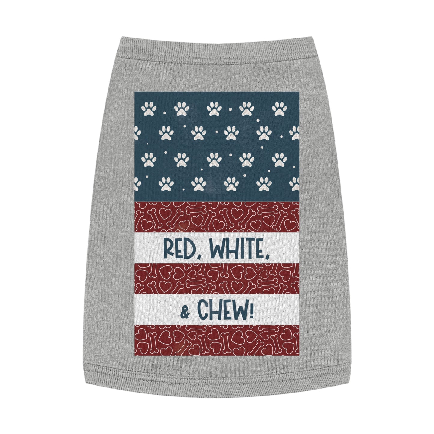 Red, White, & CHEW! Vintage Patriotic Pet Tank Top - Dog Apparel - 4th of July Pet Outfit | Cute Pet Gift (Sizes M, L, XL)