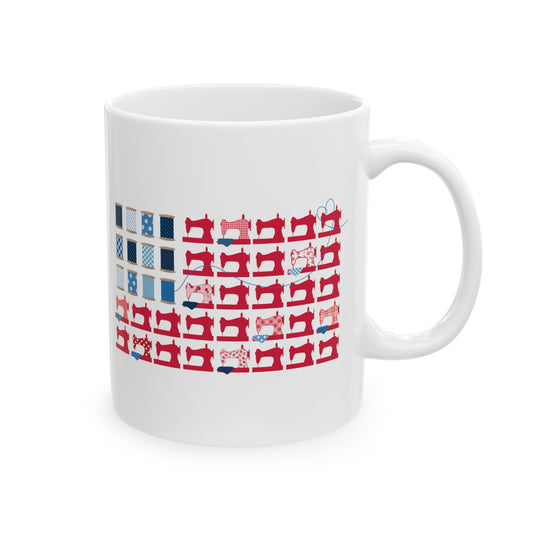 Stars, Stripes, & Stitches! 11 oz. Mug - White