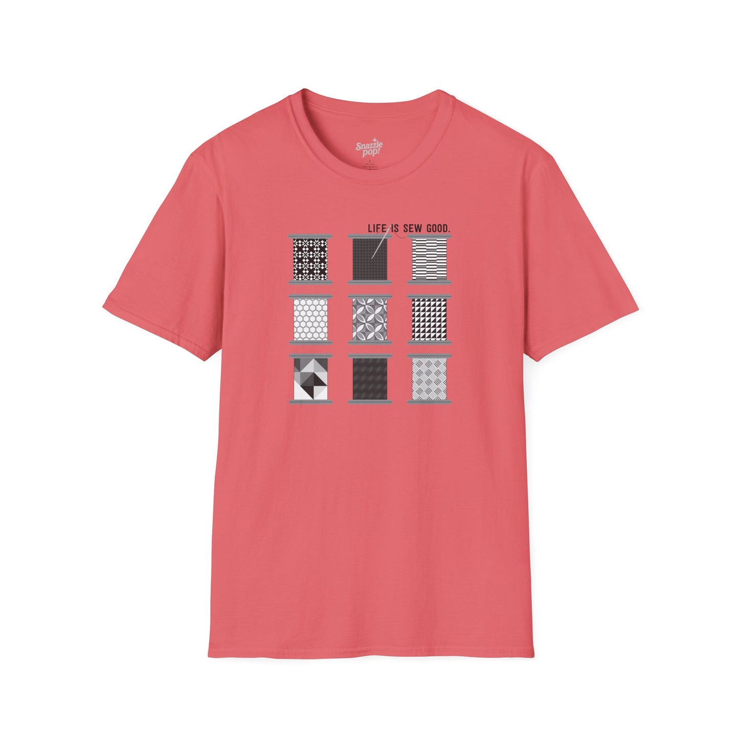 Life Is SEW Good T-shirt (Black & White Colorway) - Unisex Softstyle Sewing Tee - Sewing T-shirt - Quilting T-shirt (Inclusive Sizing: XS - 5X)