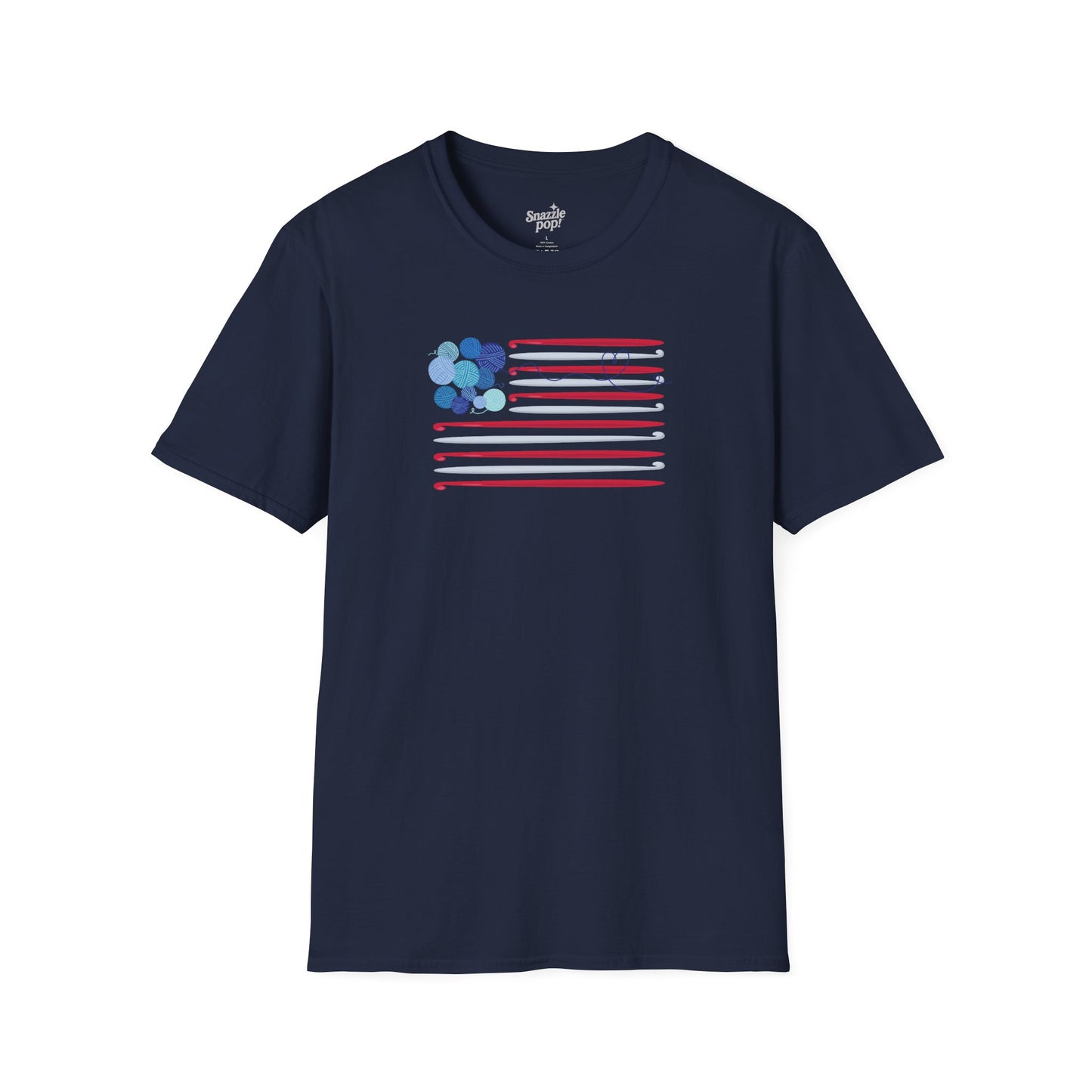 Hooked on Freedom T-shirt - Unisex Softstyle Patriotic Tee - Crochet T-shirt (Inclusive Sizing: XS - 5X)
