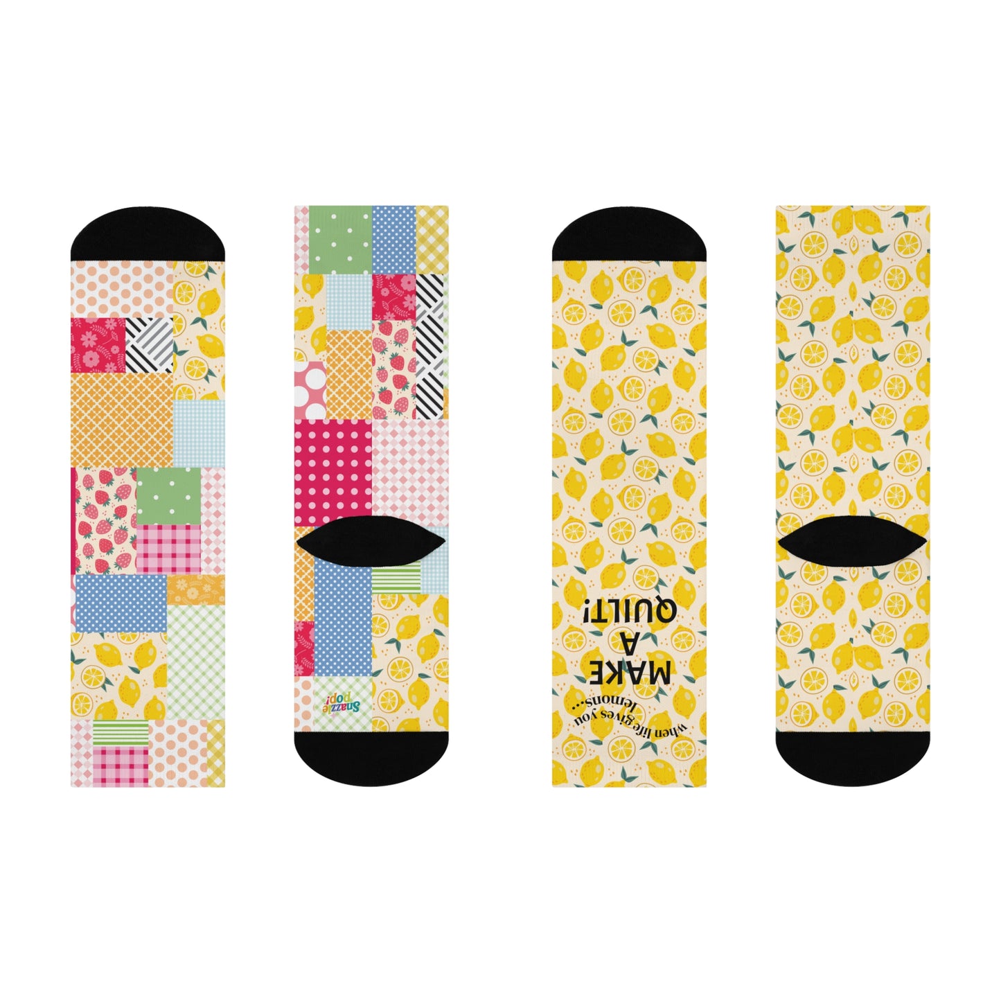 When Life Gives You Lemons, Make a Quilt! Women's Cushioned Crew Socks