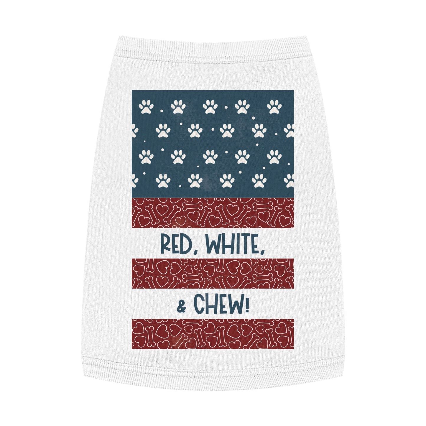 Red, White, & CHEW! Vintage Patriotic Pet Tank Top - Dog Apparel - 4th of July Pet Outfit | Cute Pet Gift (Sizes M, L, XL)
