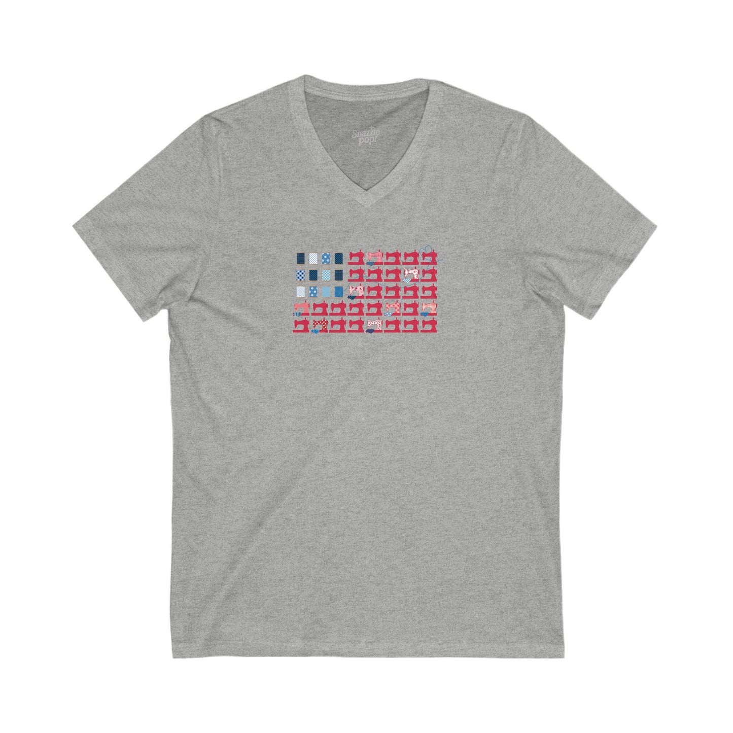 Stars, Stripes & Stitches! V-Neck Tee - Unisex Jersey Short Sleeve V-Neck Shirt
