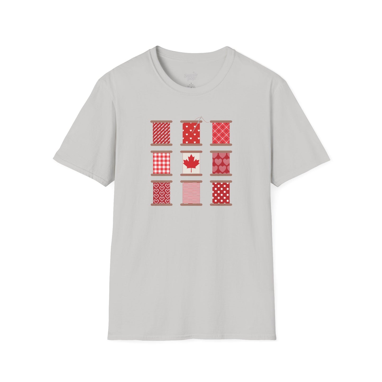 Sew Canada! T-shirt - Unisex Softstyle Patriotic Tee - Sewing T-shirt - Sewing Spools Tee (Inclusive Sizing: XS - 5X)