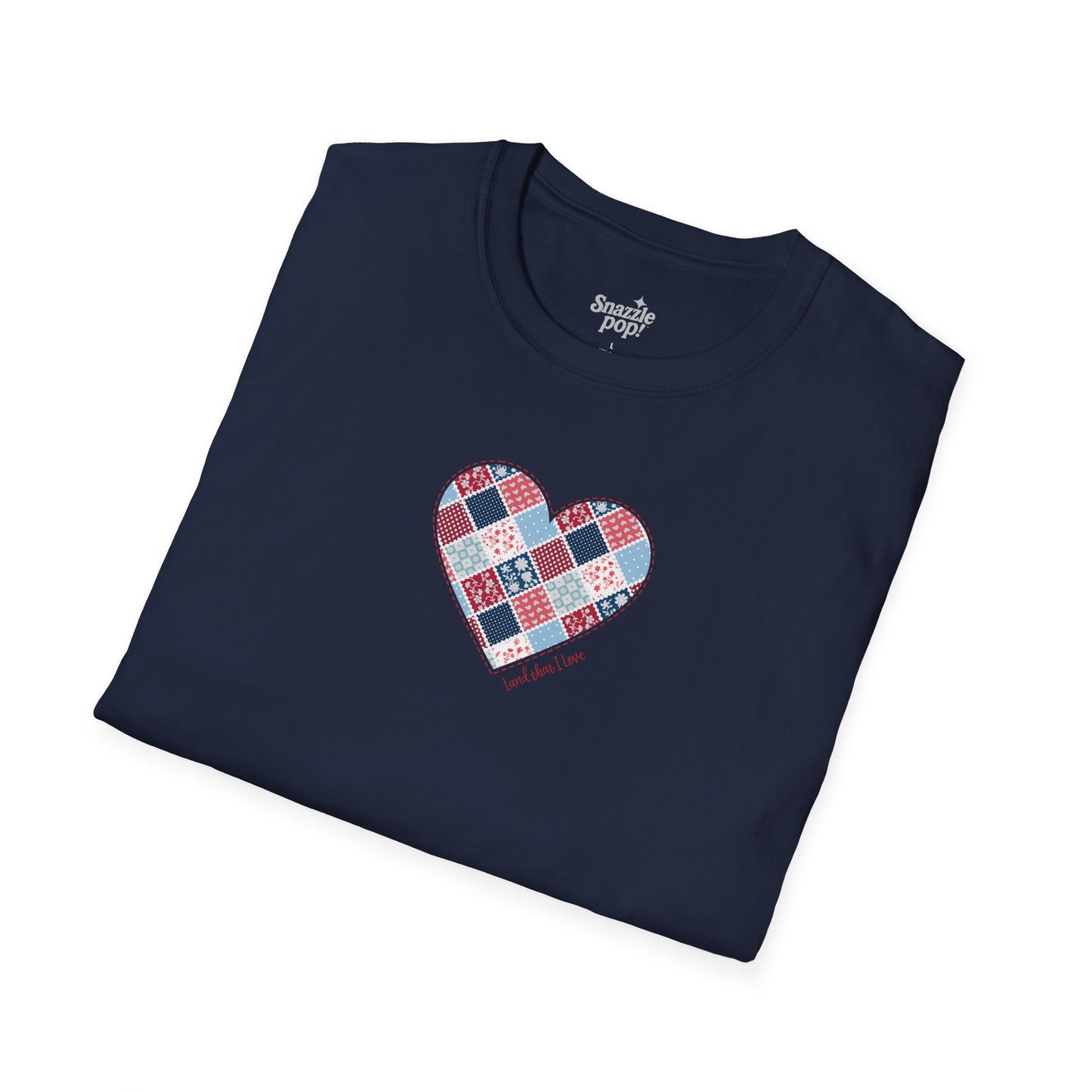 Land That I Love T-shirt - Unisex Softstyle Patriotic Tee - USA Quilt Fabric Tee (Inclusive Sizing: XS - 5X)