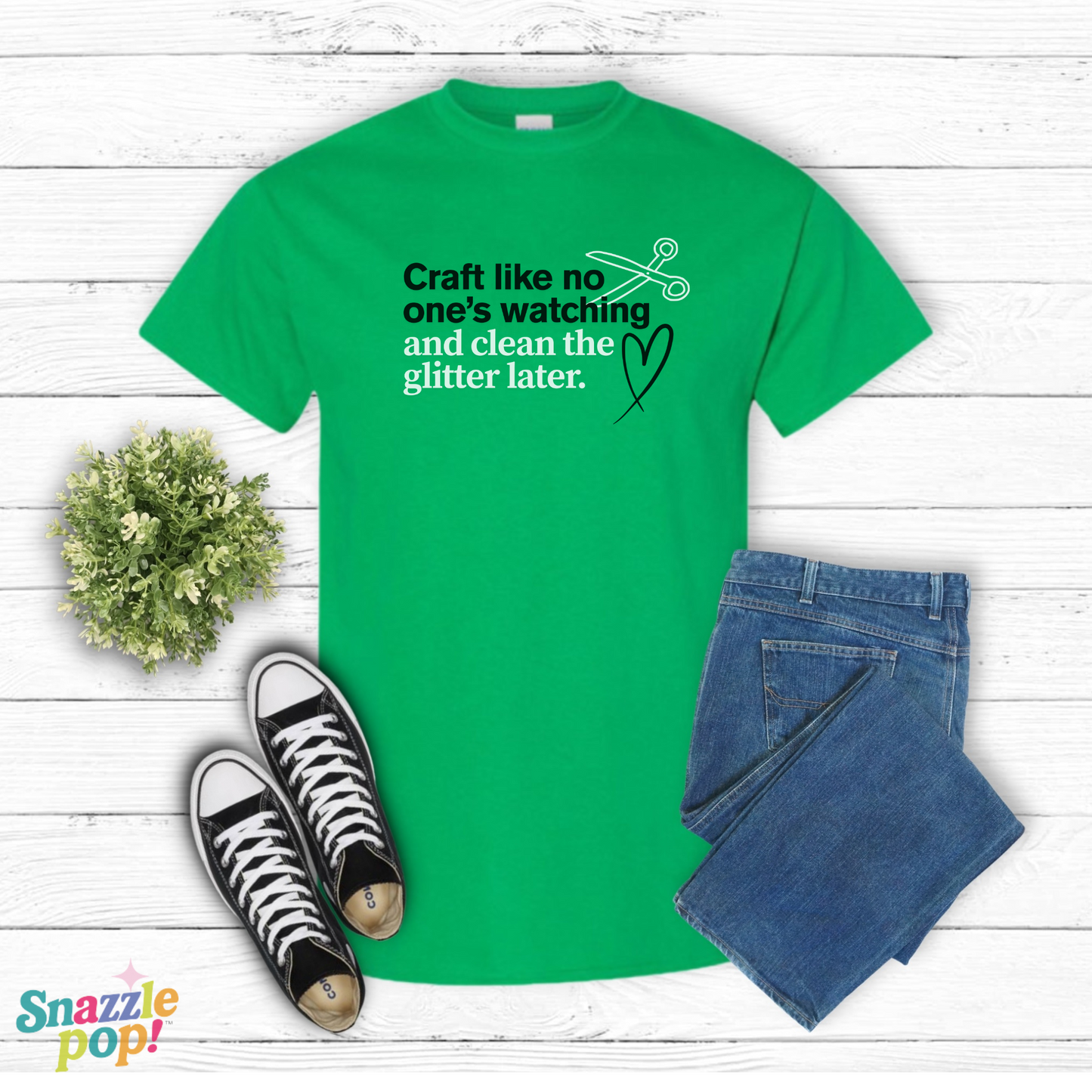 Craft Like No One's Watching and Clean the Glitter Later T-shirt - Unisex Softstyle Crafty Tee - Craft Night T-shirt (Inclusive Sizing: XS - 5X)