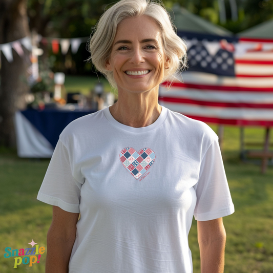 Land That I Love T-shirt - Unisex Softstyle Patriotic Tee - USA Quilt Fabric Tee (Inclusive Sizing: XS - 5X)