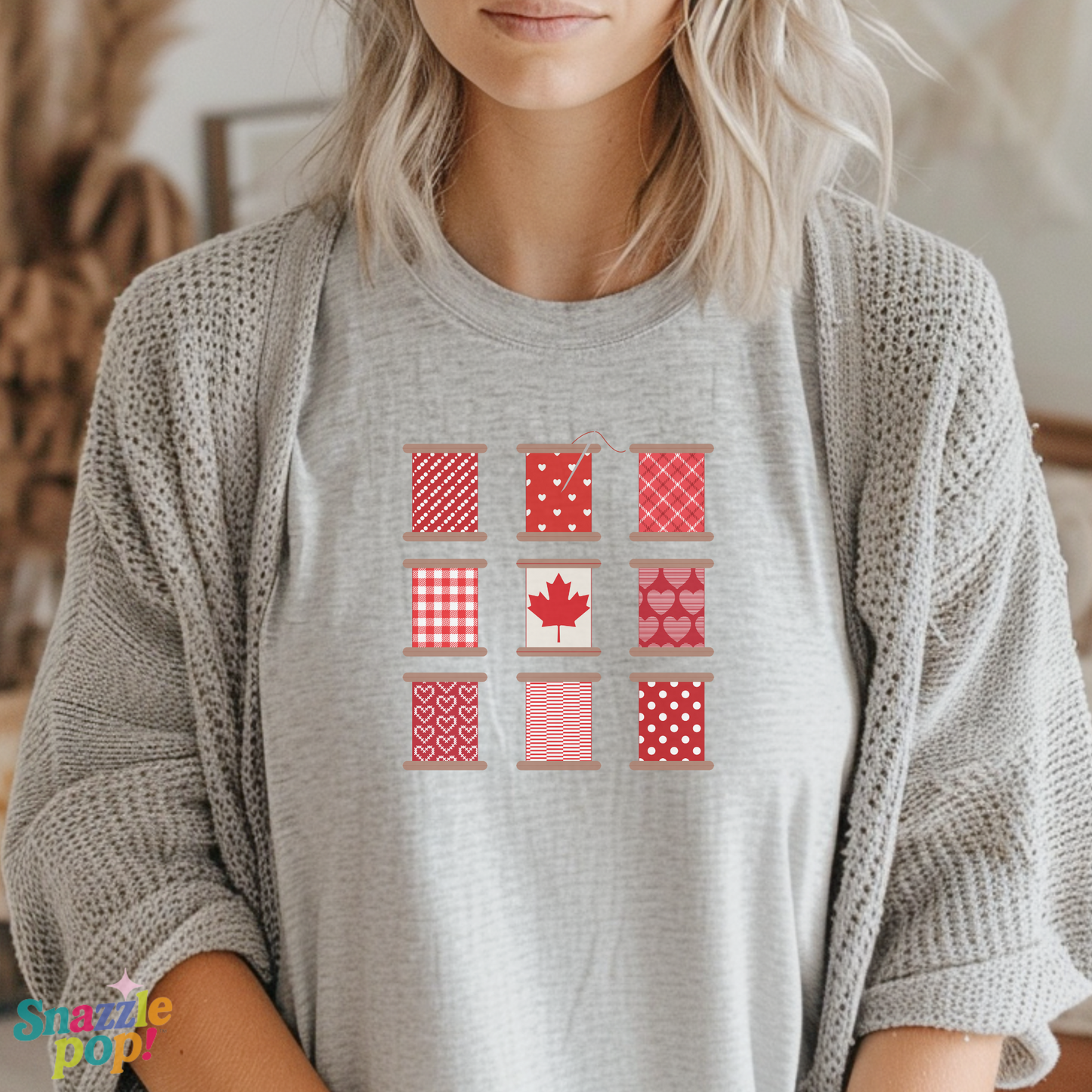 Sew Canada! T-shirt - Unisex Softstyle Patriotic Tee - Sewing T-shirt - Sewing Spools Tee (Inclusive Sizing: XS - 5X)