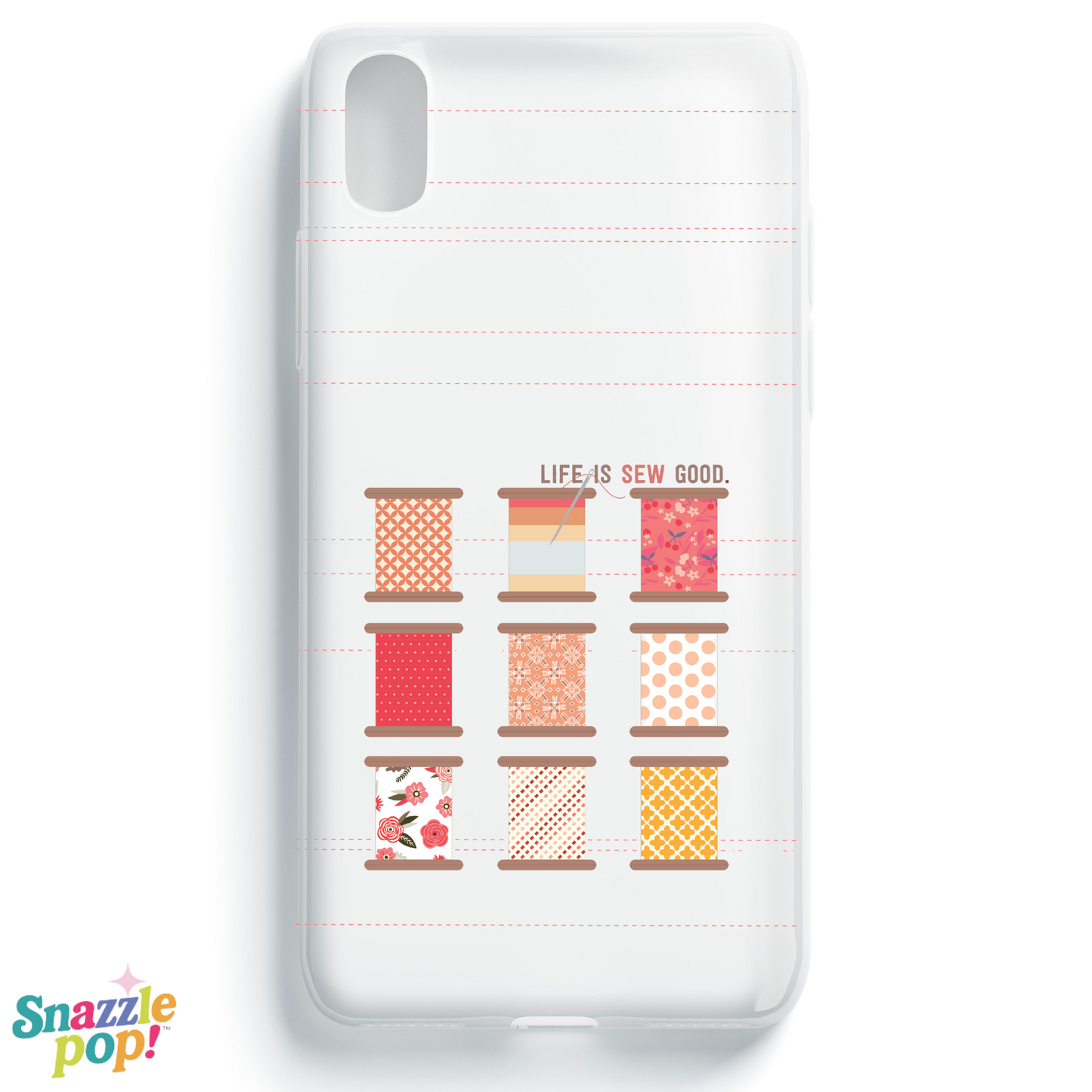 Life is SEW Good (SUNSET Colorway) Phone Case - Spool Pattern Phone Case - Quilt Pattern Phone Case (35 Phone Options for iPhone & Samsung)