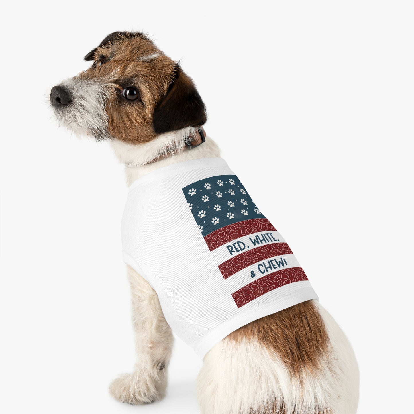 Red, White, & CHEW! Vintage Patriotic Pet Tank Top - Dog Apparel - 4th of July Pet Outfit | Cute Pet Gift (Sizes M, L, XL)