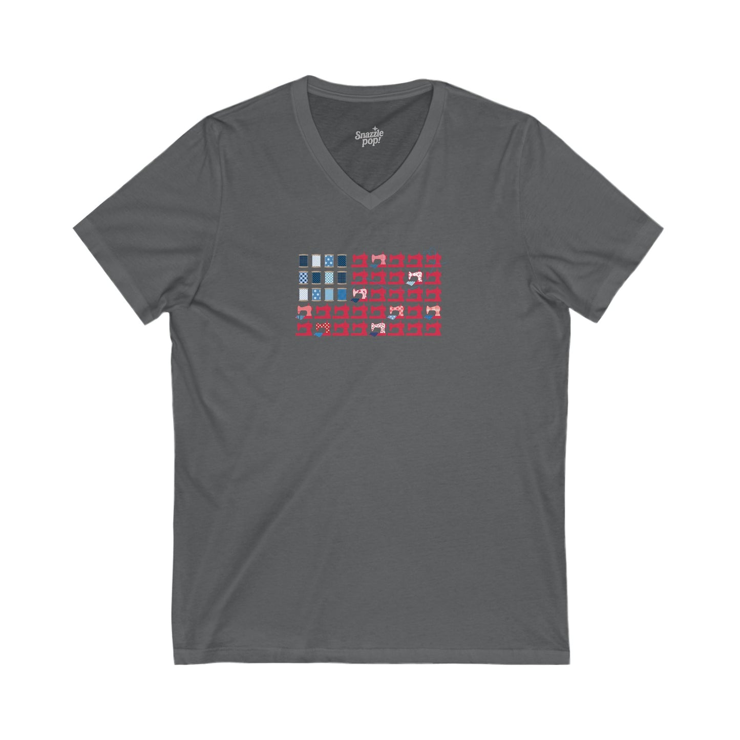 Stars, Stripes & Stitches! V-Neck Tee - Unisex Jersey Short Sleeve V-Neck Shirt