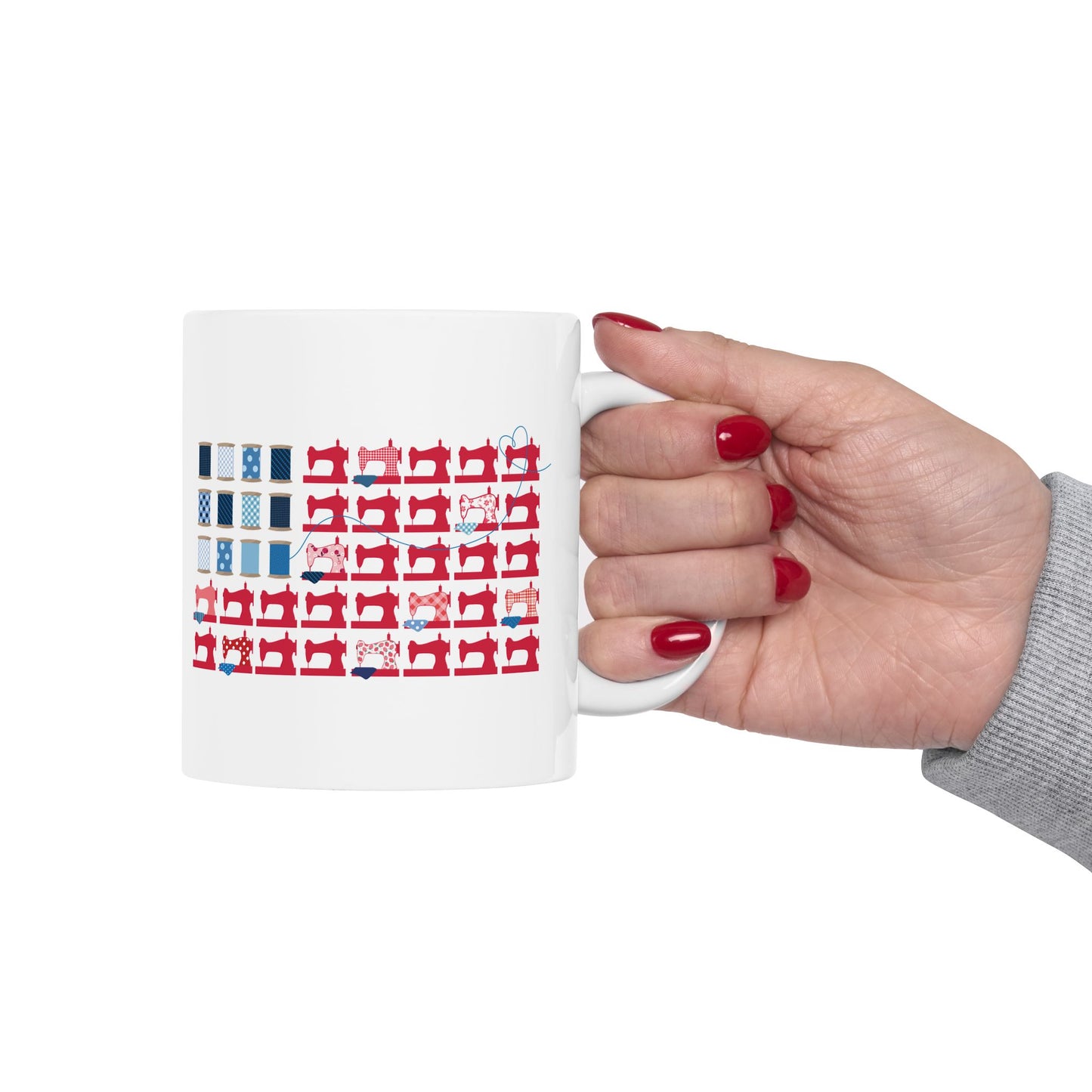 Stars, Stripes, & Stitches! 11 oz. Mug - White