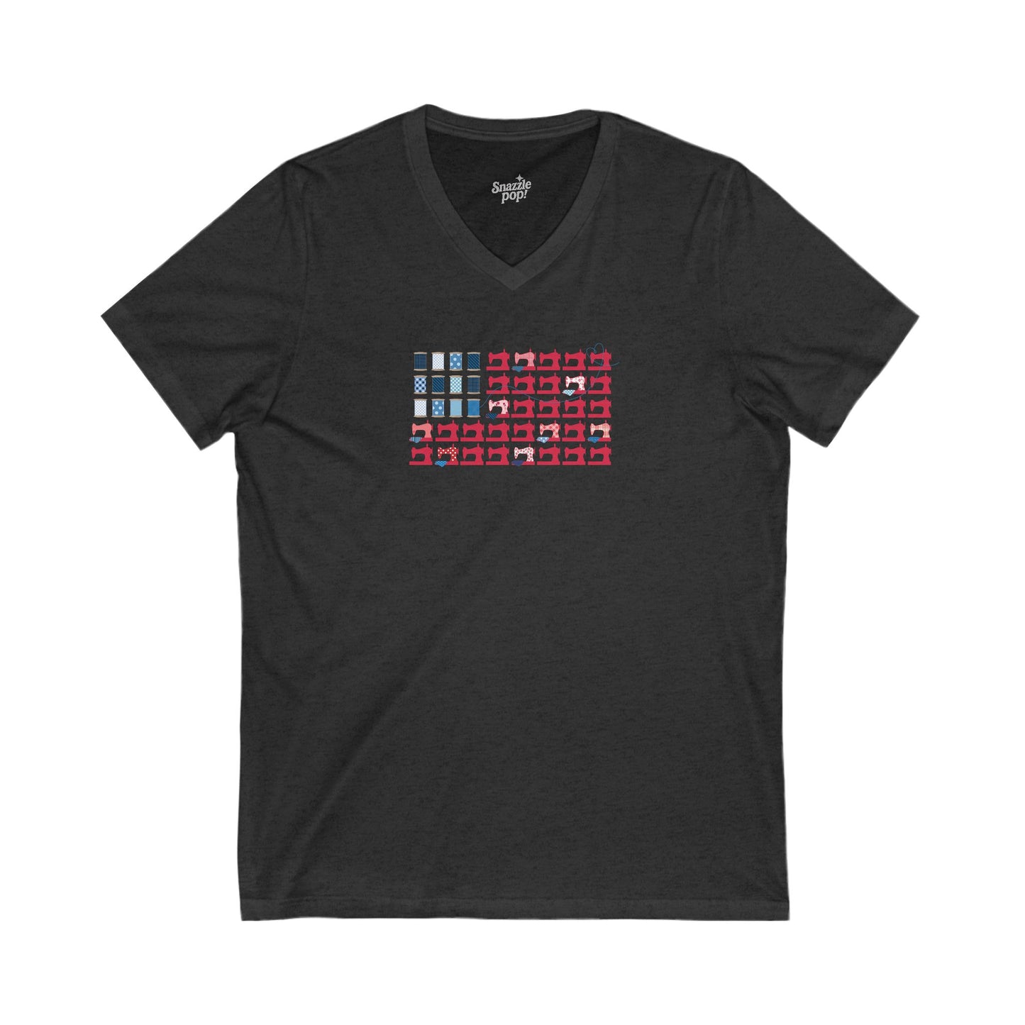 Stars, Stripes & Stitches! V-Neck Tee - Unisex Jersey Short Sleeve V-Neck Shirt