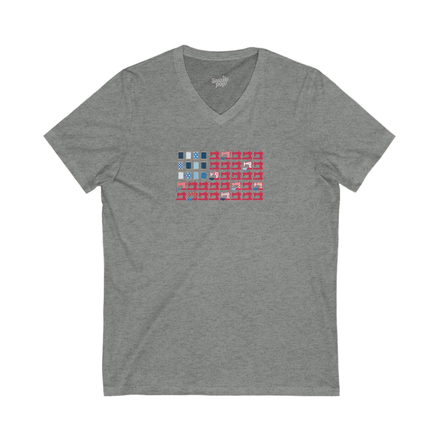 Stars, Stripes & Stitches! V-Neck Tee - Unisex Jersey Short Sleeve V-Neck Shirt