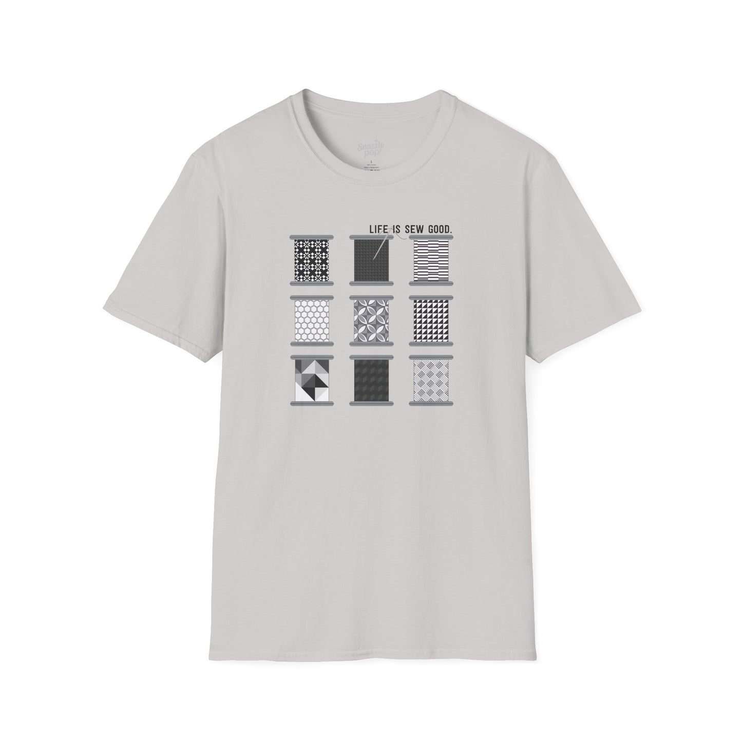 Life Is SEW Good T-shirt (Black & White Colorway) - Unisex Softstyle Sewing Tee - Sewing T-shirt - Quilting T-shirt (Inclusive Sizing: XS - 5X)