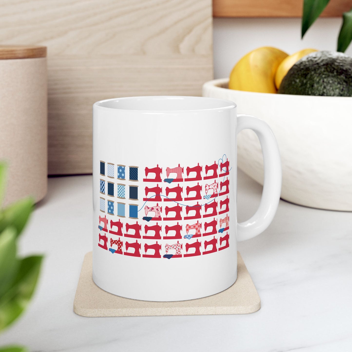 Stars, Stripes, & Stitches! 11 oz. Mug - White