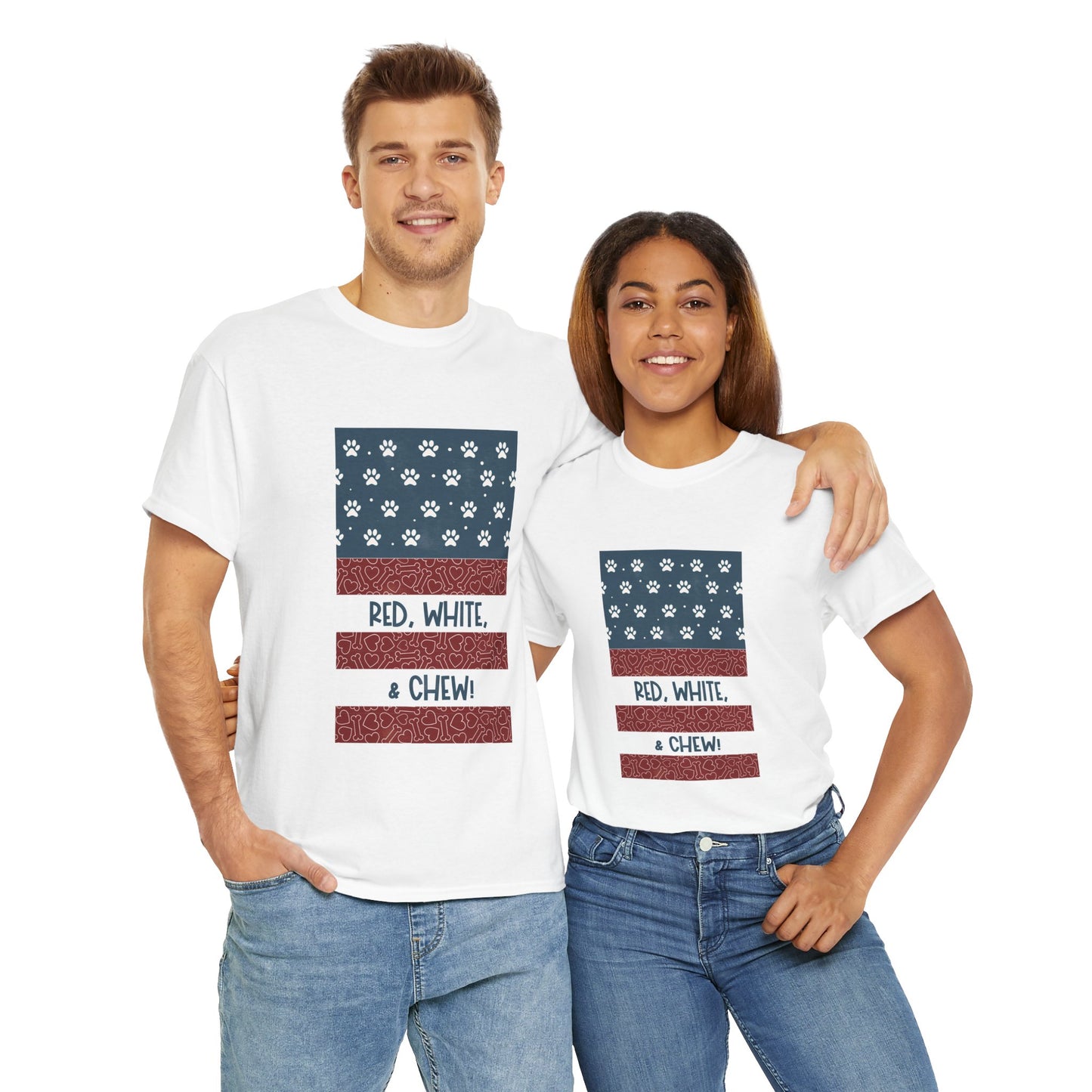Red, White, & CHEW! (Human Edition!) Unisex Patriotic Tee to Match Your Dog! 🇺🇸🐾