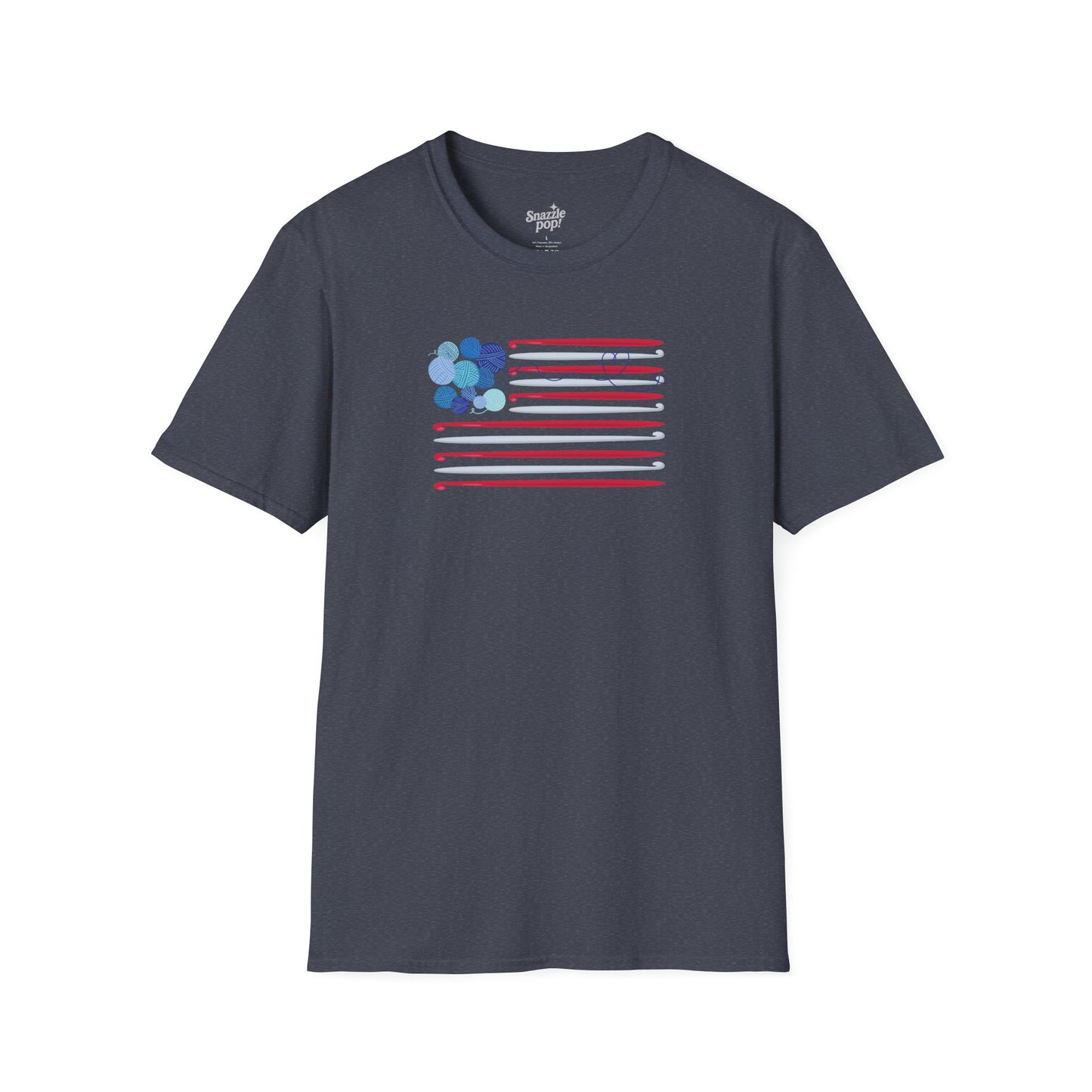 Hooked on Freedom T-shirt - Unisex Softstyle Patriotic Tee - Crochet T-shirt  (Inclusive Sizing: XS - 5X)