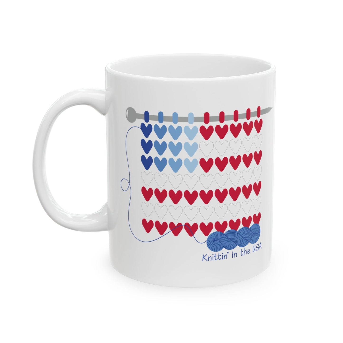 Knittin' in the USA! 11 oz. Mug - White