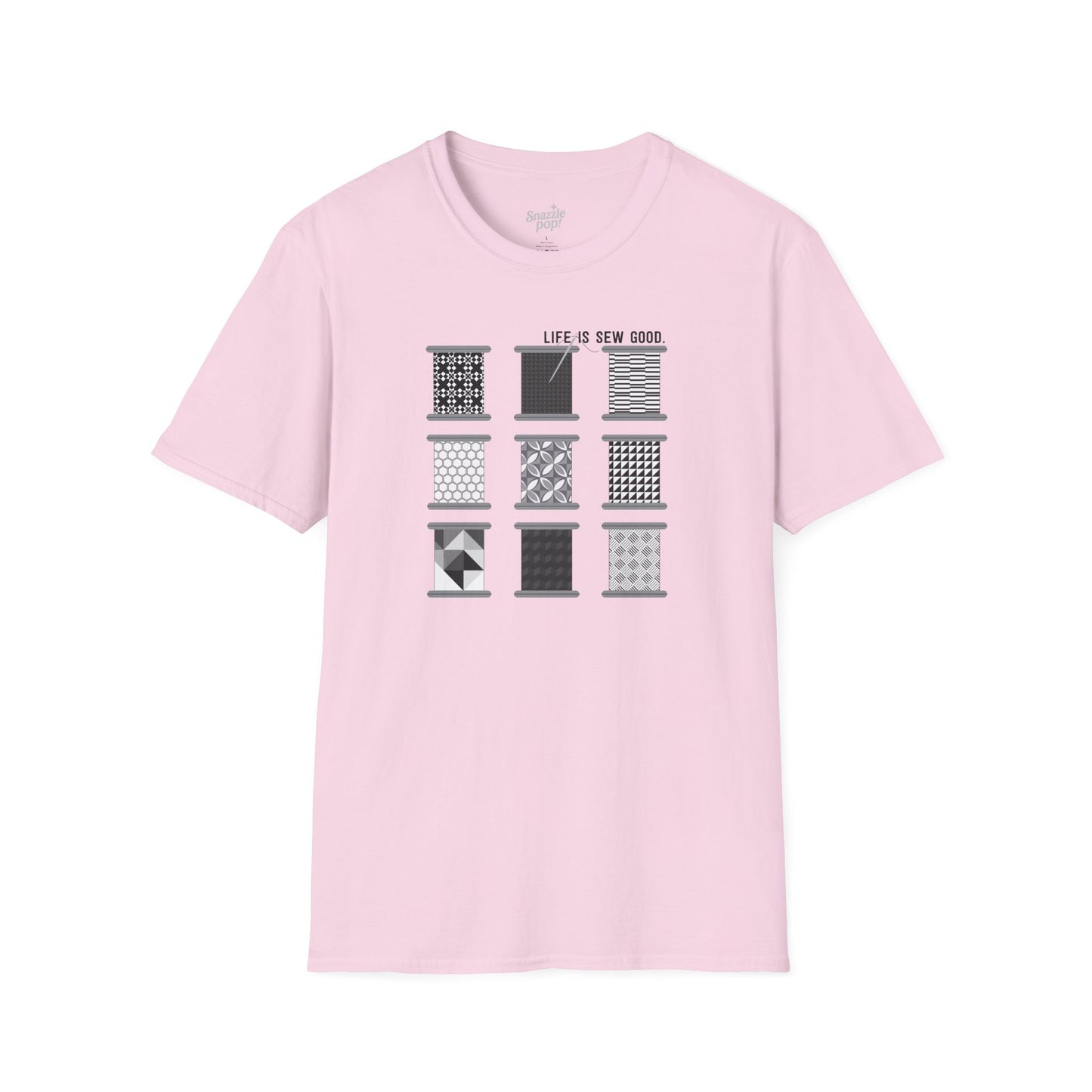 Life Is SEW Good T-shirt (Black & White Colorway) - Unisex Softstyle Sewing Tee - Sewing T-shirt - Quilting T-shirt (Inclusive Sizing: XS - 5X)