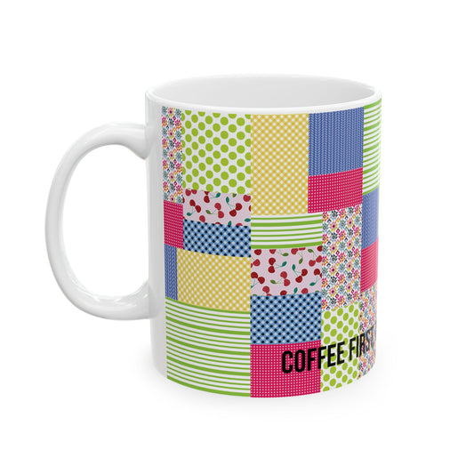 Coffee First, Then Seam Ripping  11 oz. Mug - White - Sewing Friend Gift - Sewing Coffee Mug