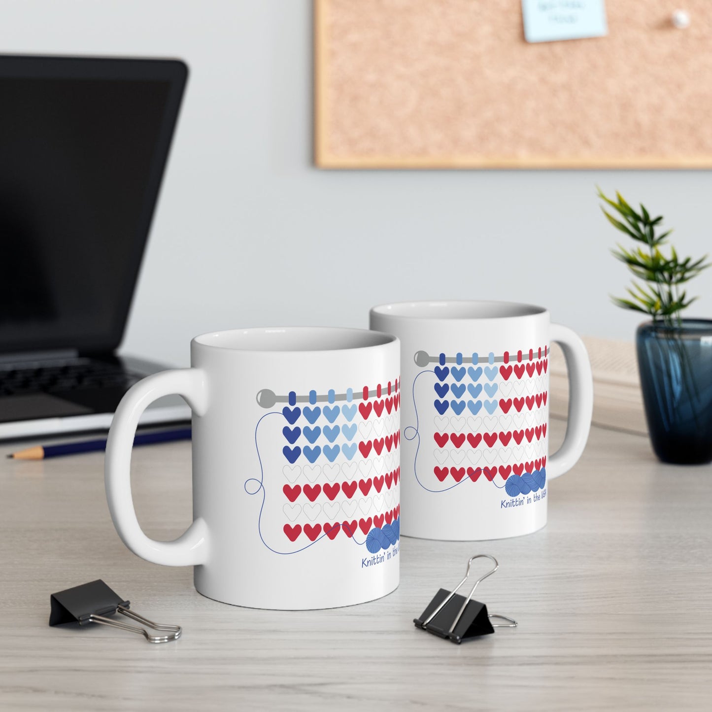 Knittin' in the USA! 11 oz. Mug - White