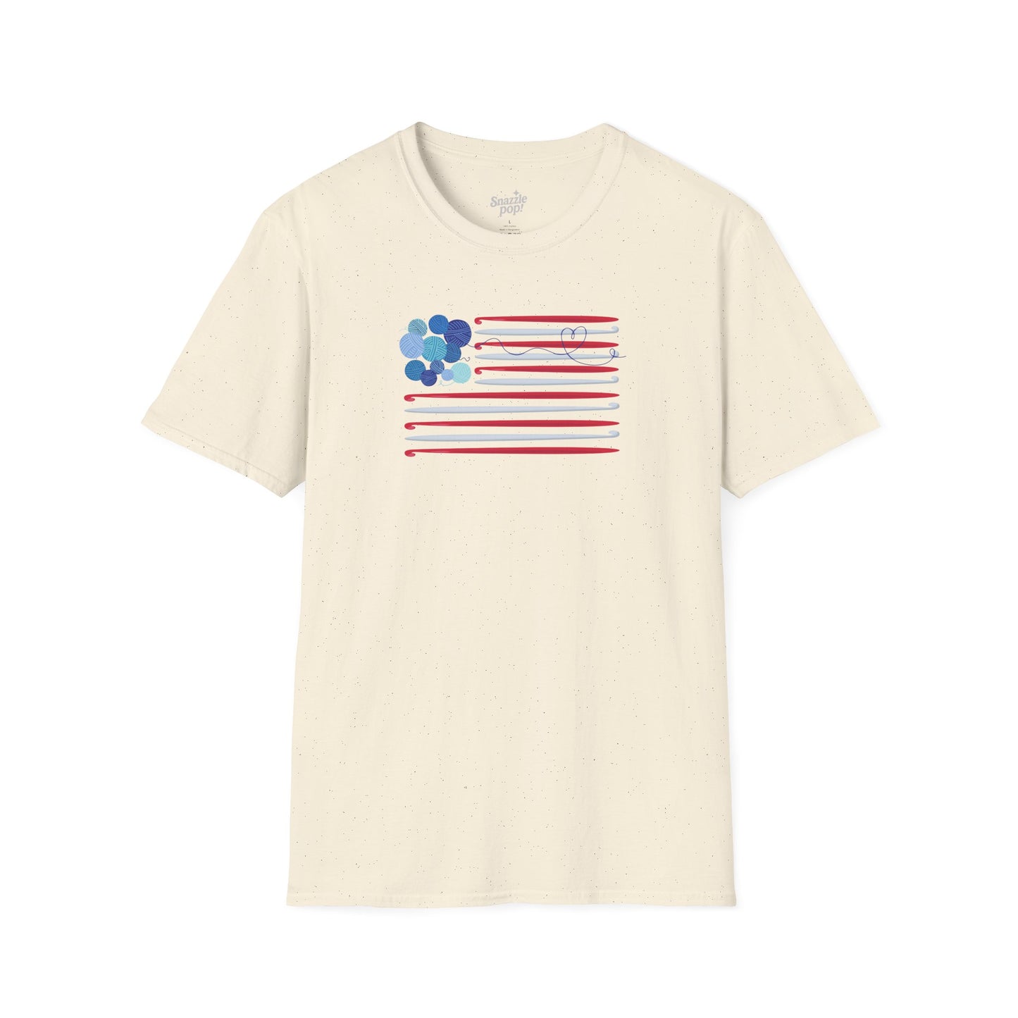 Hooked on Freedom T-shirt - Unisex Softstyle Patriotic Tee - Crochet T-shirt  (Inclusive Sizing: XS - 5X)