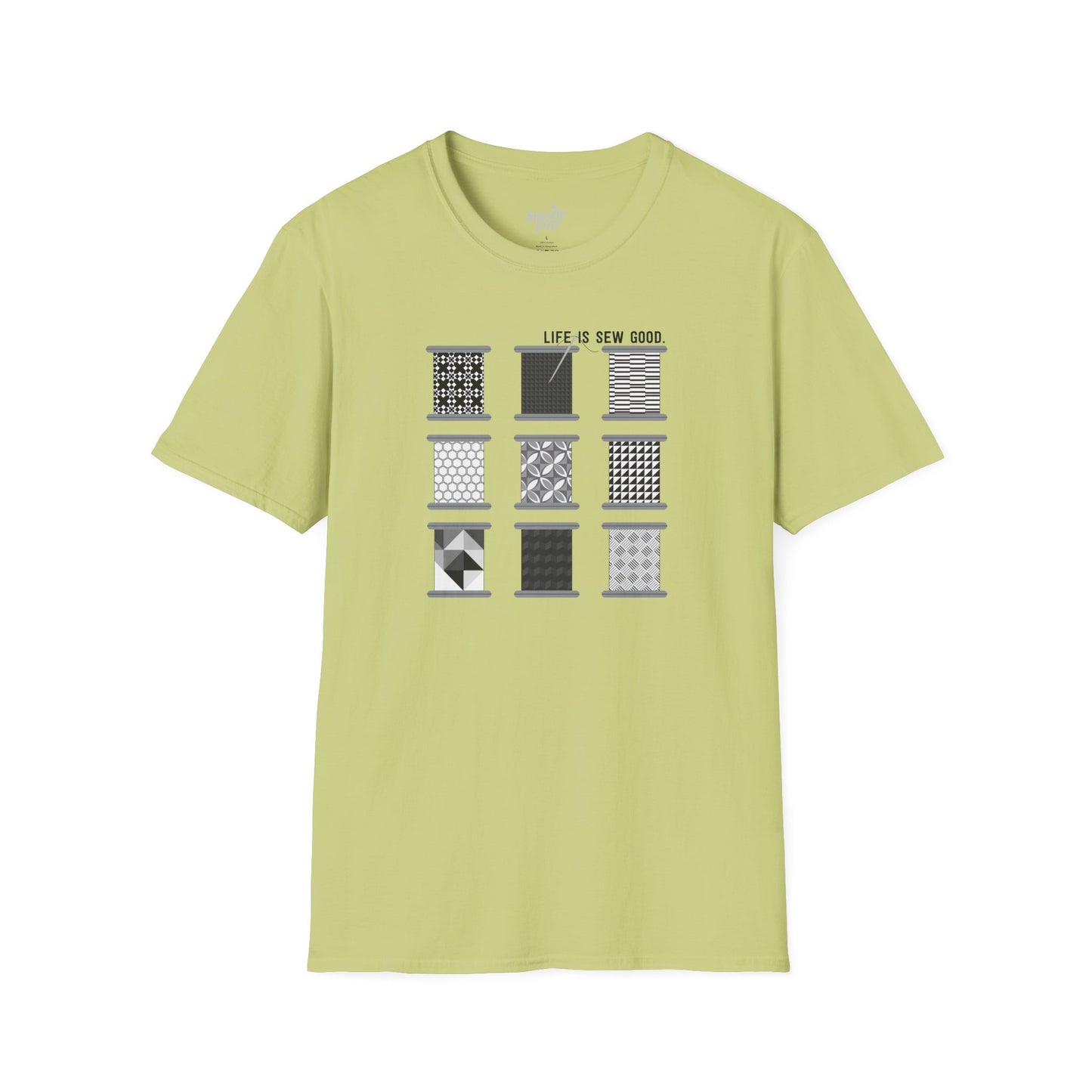 Life Is SEW Good T-shirt (Black & White Colorway) - Unisex Softstyle Sewing Tee - Sewing T-shirt - Quilting T-shirt (Inclusive Sizing: XS - 5X)