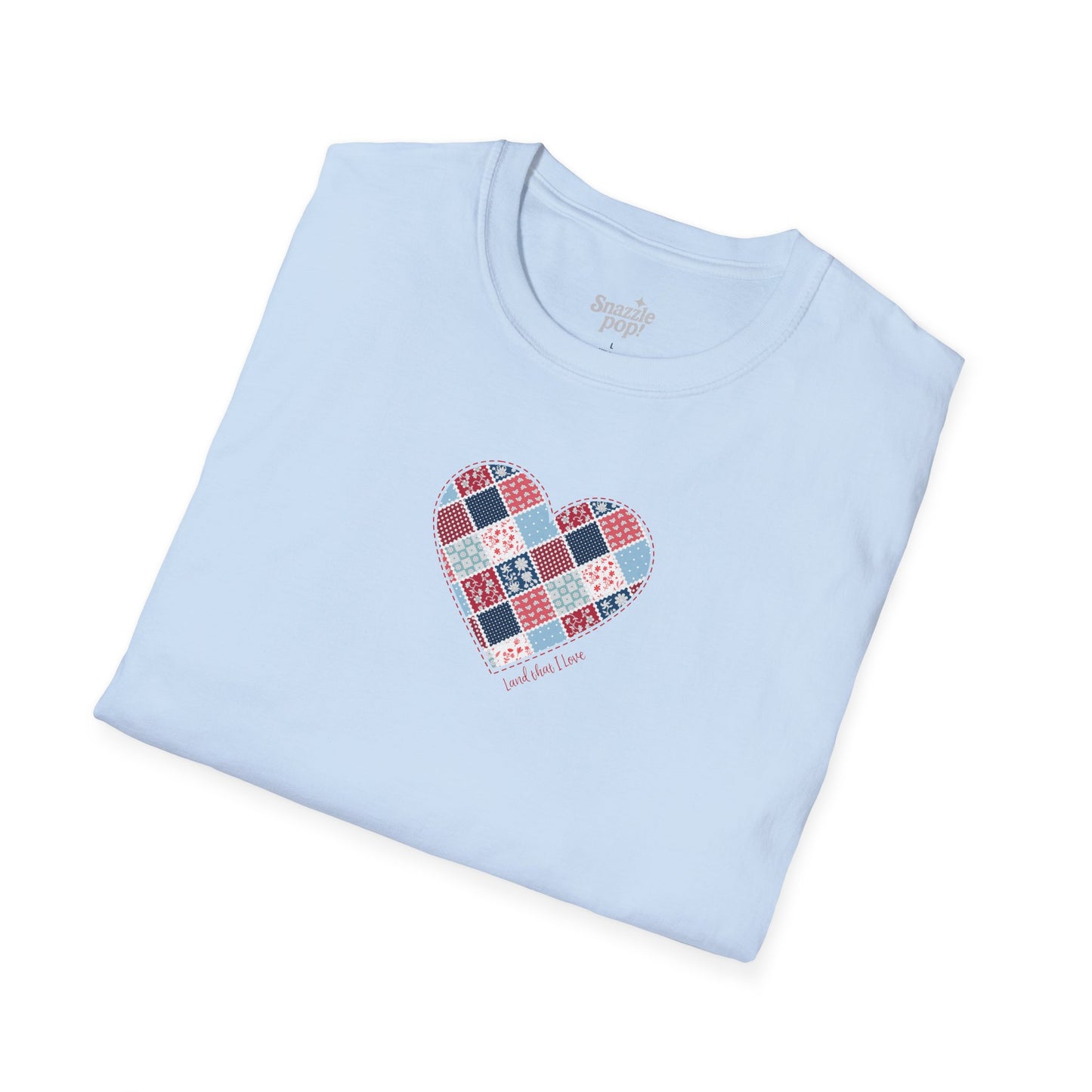 Land That I Love T-shirt - Unisex Softstyle Patriotic Tee - USA Quilt Fabric Tee (Inclusive Sizing: XS - 5X)