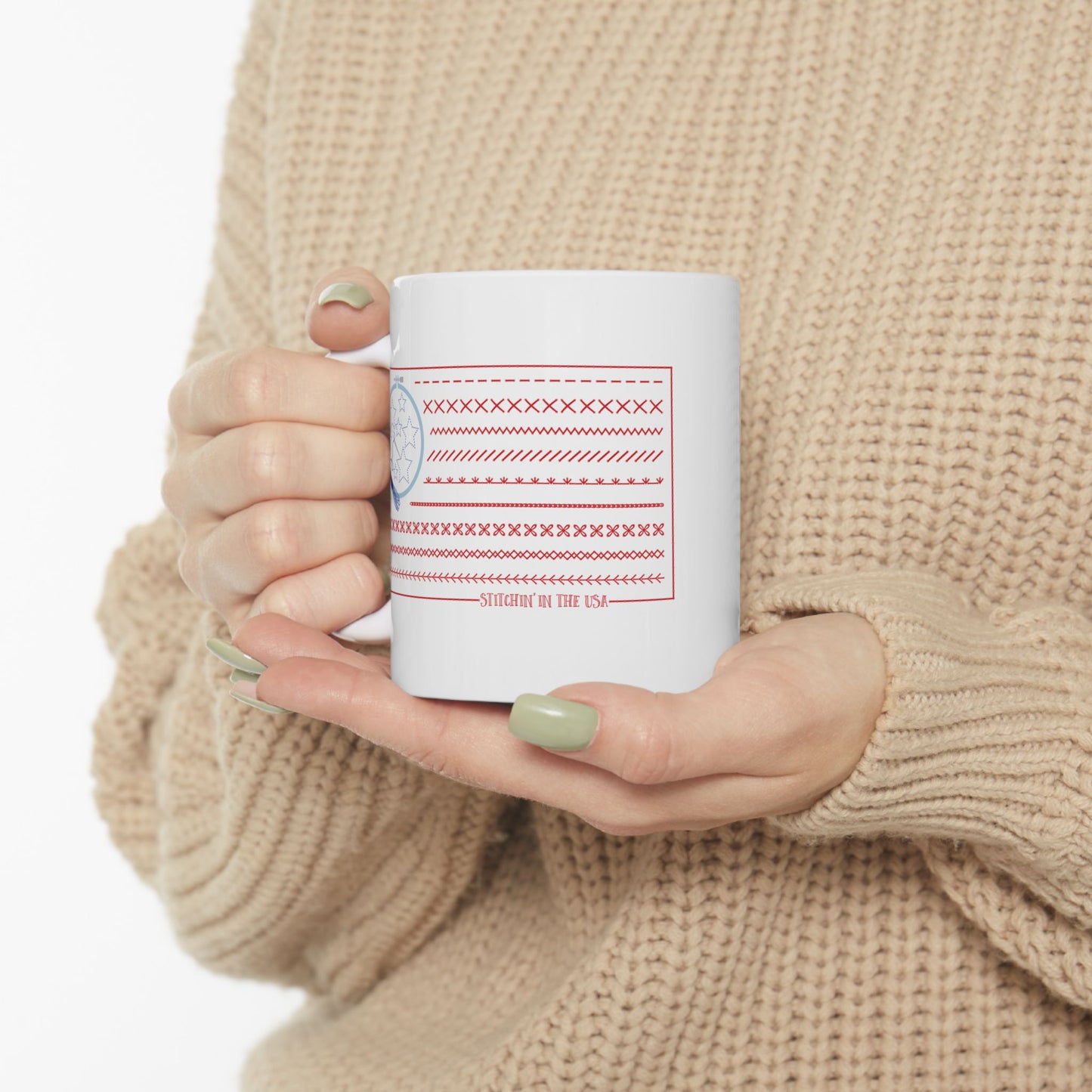 Stitchin' in the USA! 11 oz. Mug - White