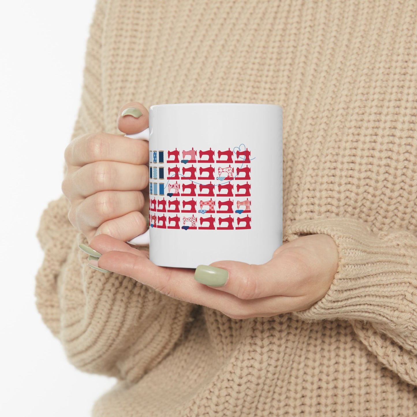 Stars, Stripes, & Stitches! 11 oz. Mug - White