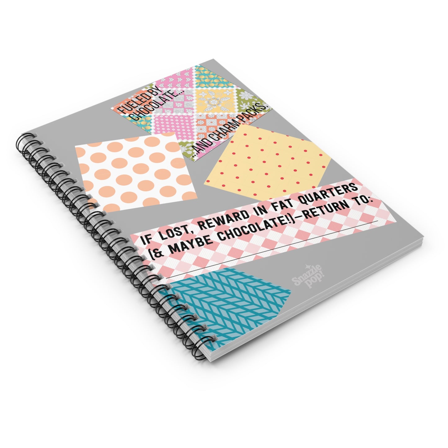 Fueled on Chocolate & Charm Packs - Spiral Notebook -  Sewing Notebook/Journal