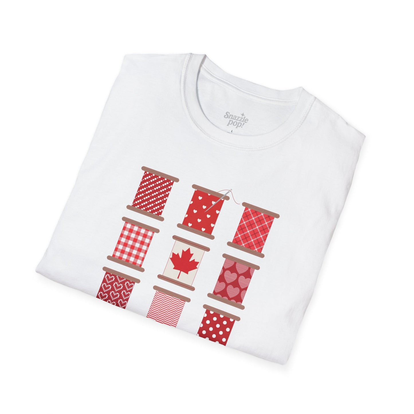 Sew Canada! T-shirt - Unisex Softstyle Patriotic Tee - Sewing T-shirt - Sewing Spools Tee (Inclusive Sizing: XS - 5X)