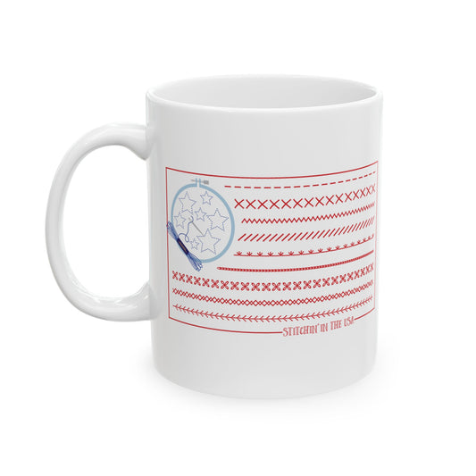 Stitchin' in the USA! 11 oz. Mug - White