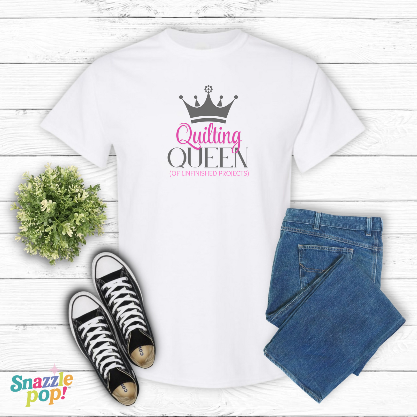 Quilting Queen of Unfinished Projects T-shirt - Unisex Softstyle Tee - Sewing T-shirt - Quilt Retreat T-shirt (Inclusive Sizing: XS - 5X)