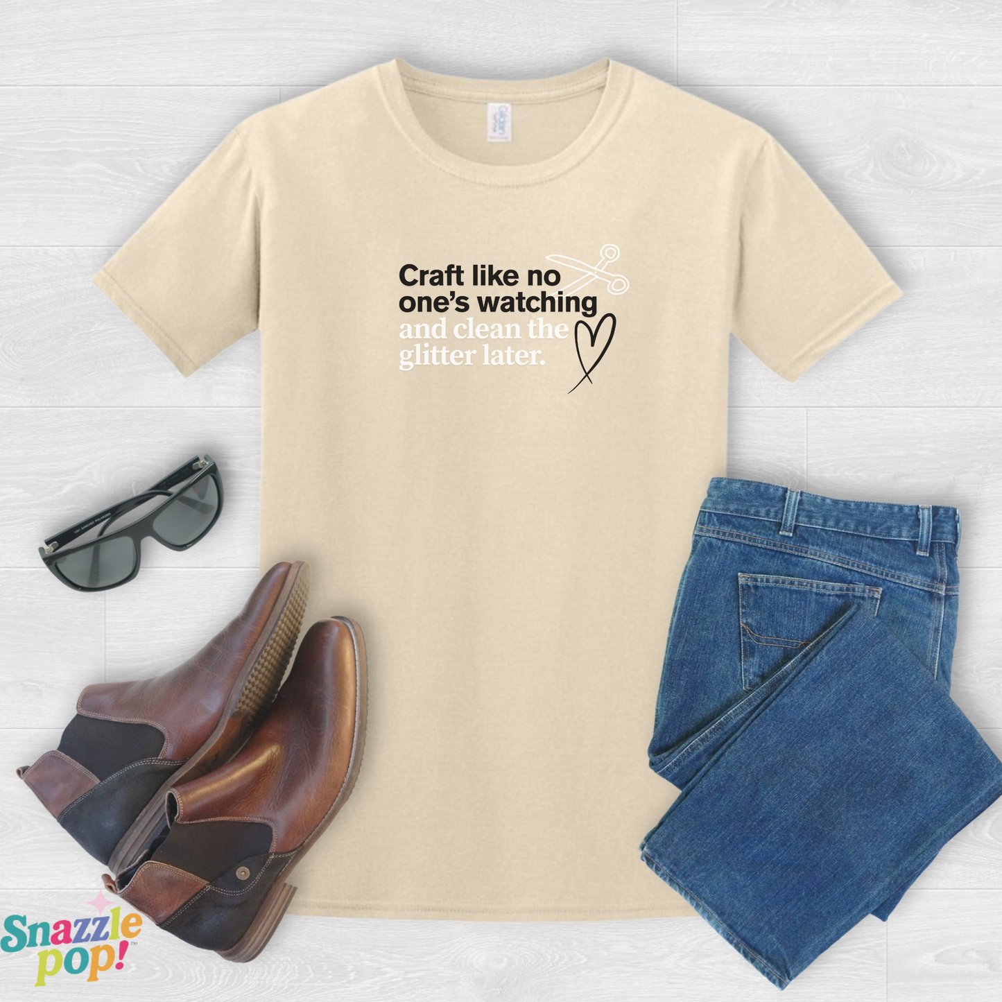 Craft Like No One's Watching and Clean the Glitter Later T-shirt - Unisex Softstyle Crafty Tee - Craft Night T-shirt (Inclusive Sizing: XS - 5X)