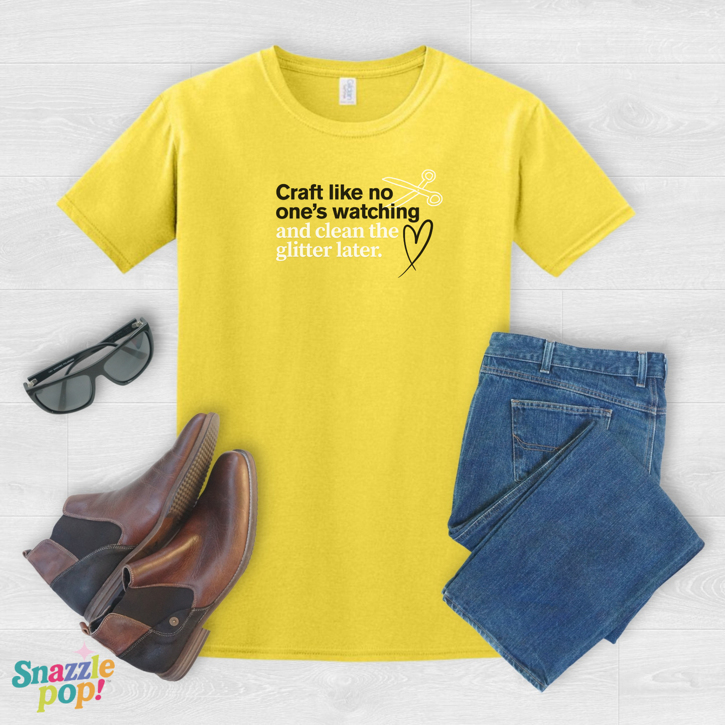 Craft Like No One's Watching and Clean the Glitter Later T-shirt - Unisex Softstyle Crafty Tee - Craft Night T-shirt (Inclusive Sizing: XS - 5X)