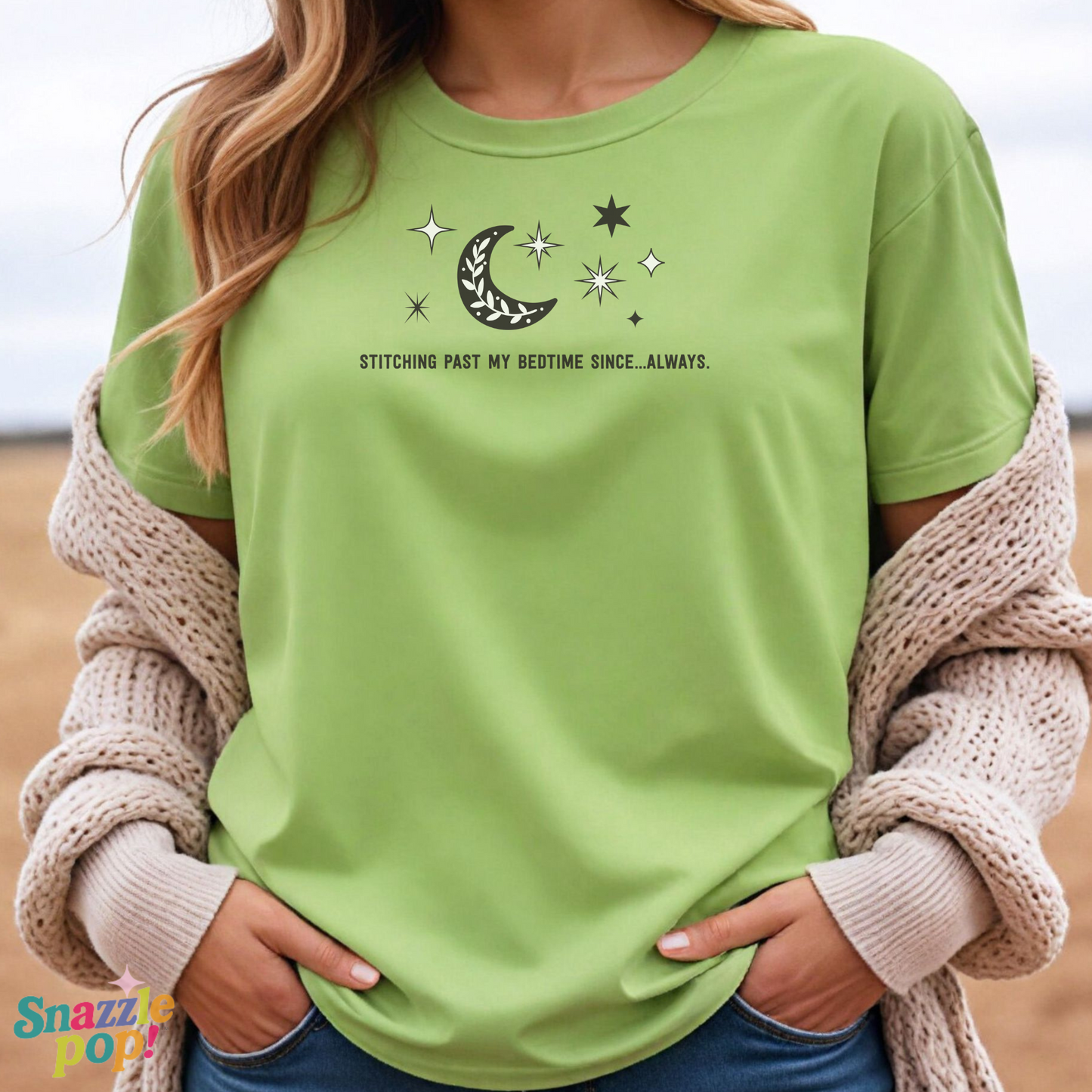 Stitching Past My Bedtime Since...Always. T-shirt - Unisex Softstyle Crafty Tee - Sew Night T-shirt, Embroidery, Quilting, Stitching (Inclusive Sizing: XS - 5X)