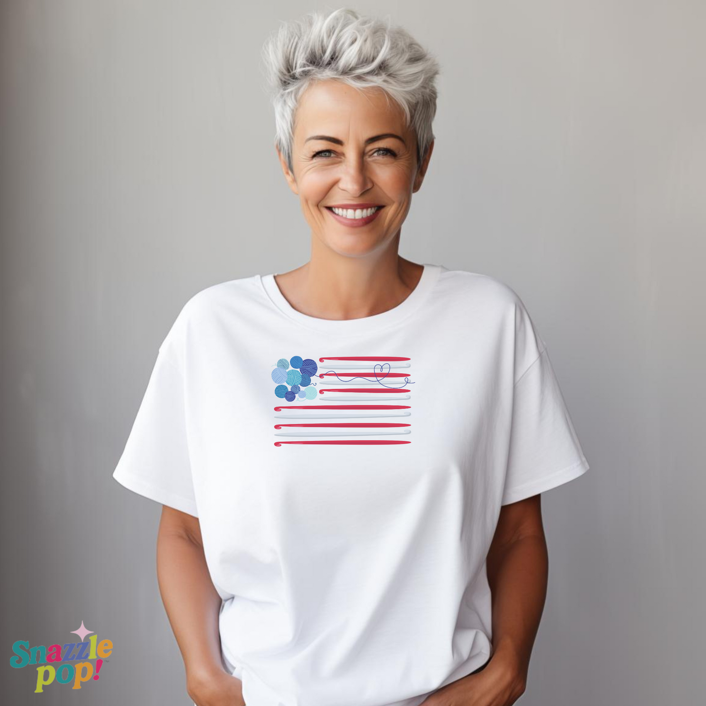 Hooked on Freedom T-shirt - Unisex Softstyle Patriotic Tee - Crochet T-shirt  (Inclusive Sizing: XS - 5X)