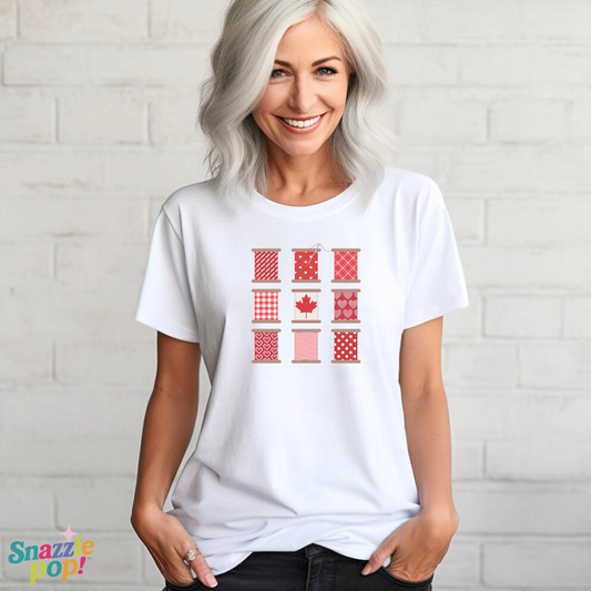 Sew Canada! T-shirt - Unisex Softstyle Patriotic Tee - Sewing T-shirt - Sewing Spools Tee (Inclusive Sizing: XS - 5X)