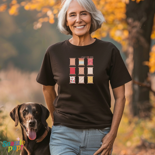 Life is SEW Good T-shirt (Sunset Colorway) - Unisex Softstyle Sewing Tee - Sewing T-shirt - Quilting T-shirt (Inclusive Sizing: XS - 5X)