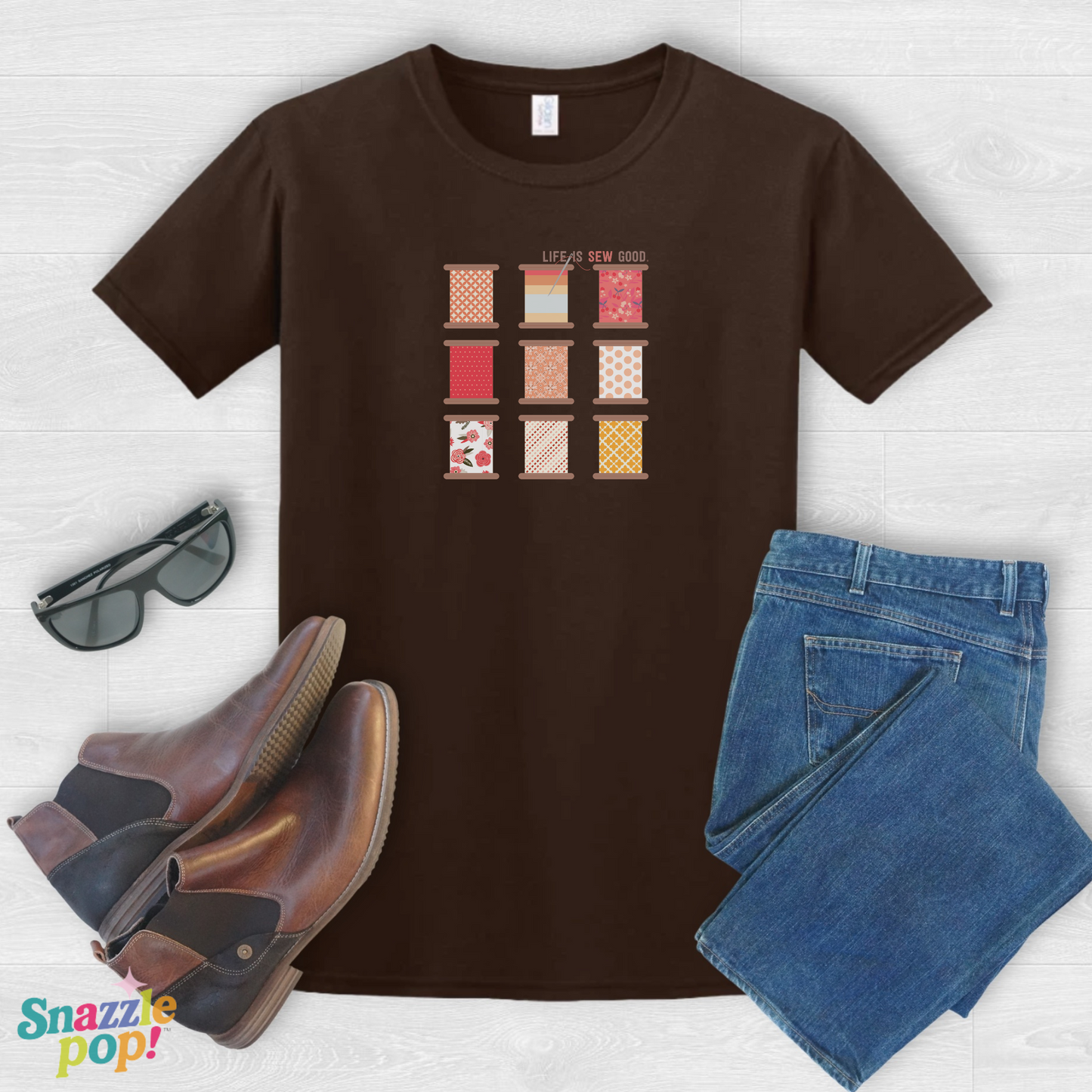 Life is SEW Good T-shirt (Sunset Colorway) - Unisex Softstyle Sewing Tee - Sewing T-shirt - Quilting T-shirt (Inclusive Sizing: XS - 5X)