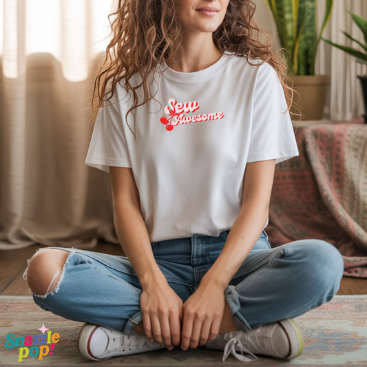 Sew AWESOME Sewing T-shirt -  Unisex Softstyle Sewing Tee - Cherry T-shirt (Inclusive Sizing: S - 5X)