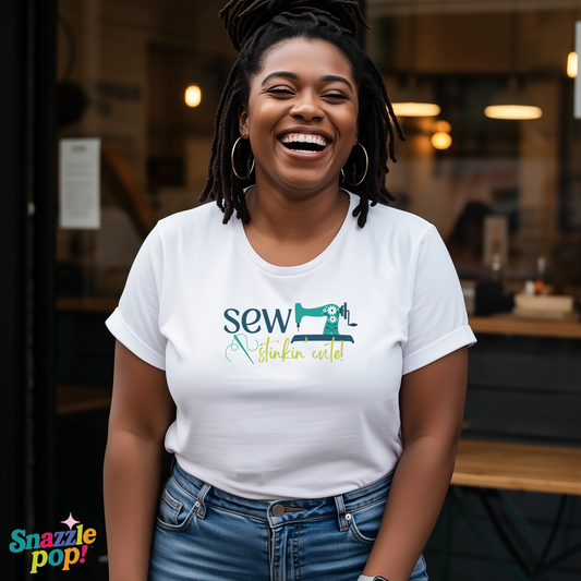 SEW Stinkin' Cute T-shirt - Unisex Softstyle Crafty Tee - Sew Night T-shirt (Inclusive Sizing: S - 5X)