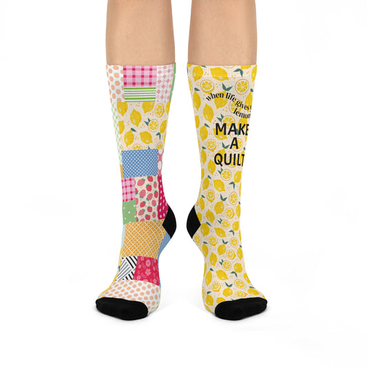 When Life Gives You Lemons, Make a Quilt! Women's Cushioned Crew Socks
