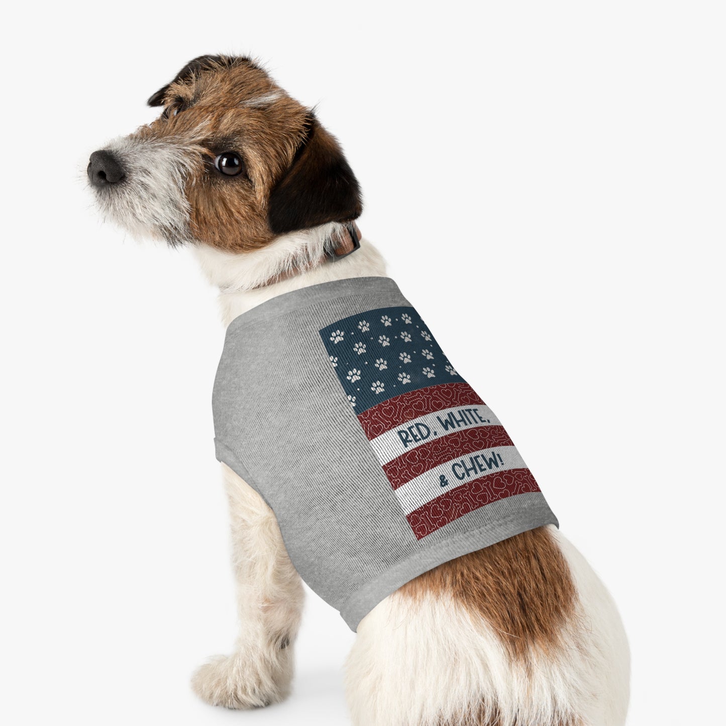 Red, White, & CHEW! Vintage Patriotic Pet Tank Top -  Dog Apparel - 4th of July Pet Outfit | Cute Pet Gift (Sizes M, L, XL)