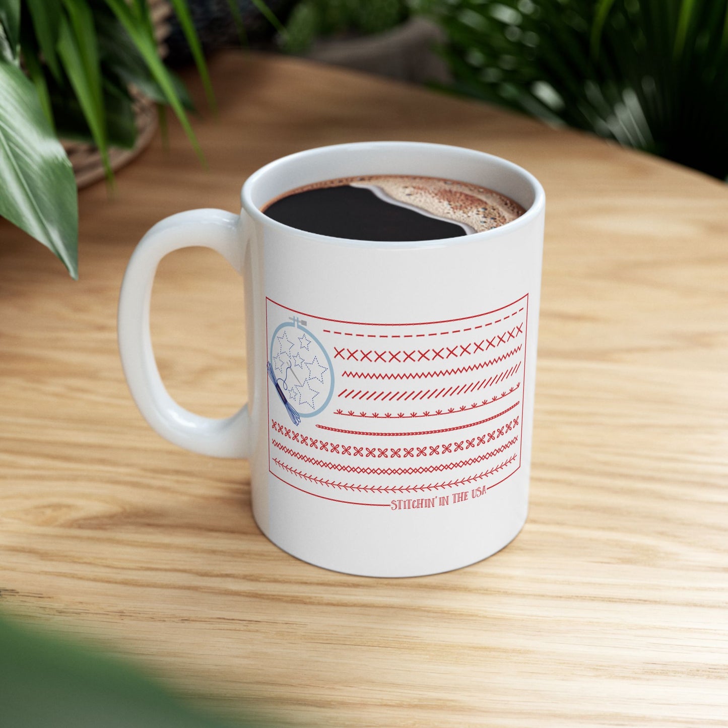 Stitchin' in the USA! 11 oz. Mug - White