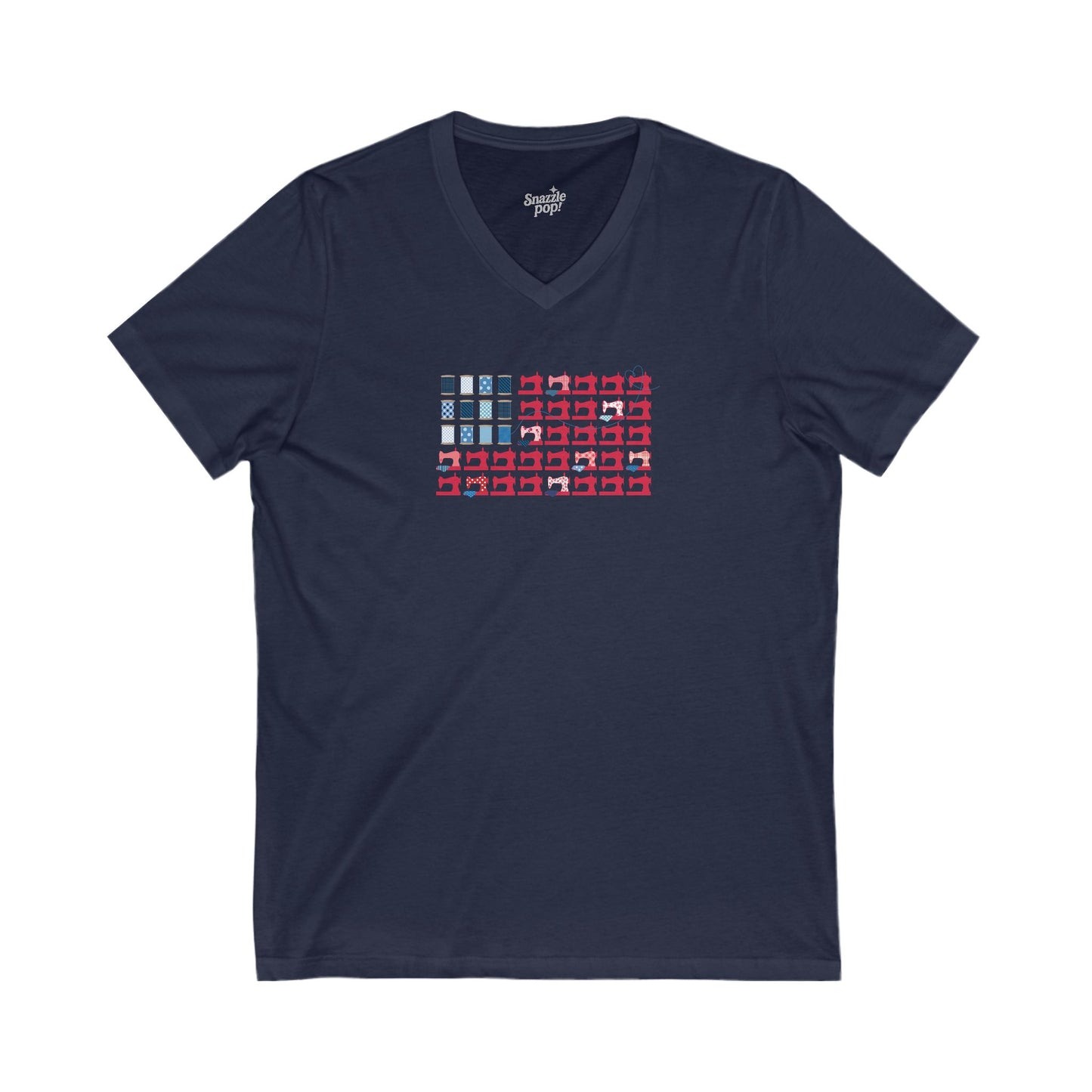 Stars, Stripes & Stitches! V-Neck Tee - Unisex Jersey Short Sleeve V-Neck Shirt